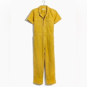 Madewell Short-Sleeve Yellow Coverall Jumpsuit